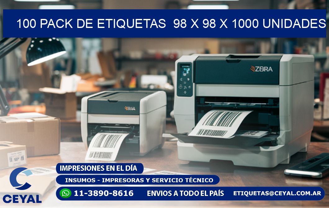 100 PACK DE ETIQUETAS  98 x 98 X 1000 UNIDADES