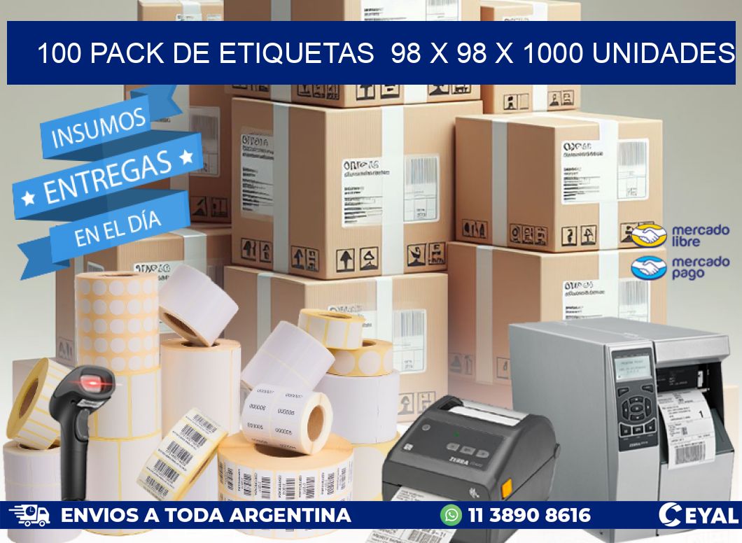 100 PACK DE ETIQUETAS  98 x 98 X 1000 UNIDADES