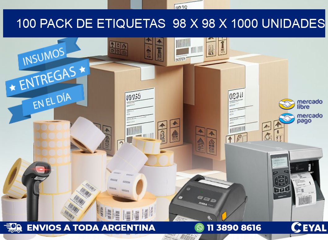 100 PACK DE ETIQUETAS  98 x 98 X 1000 UNIDADES