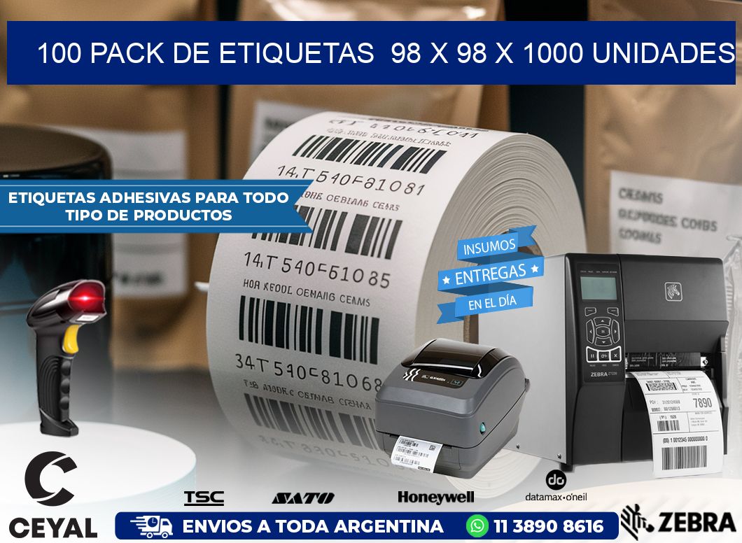 100 PACK DE ETIQUETAS  98 x 98 X 1000 UNIDADES