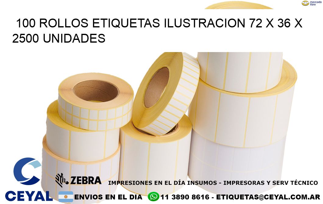 100 ROLLOS ETIQUETAS ILUSTRACION 72 x 36 X 2500 UNIDADES