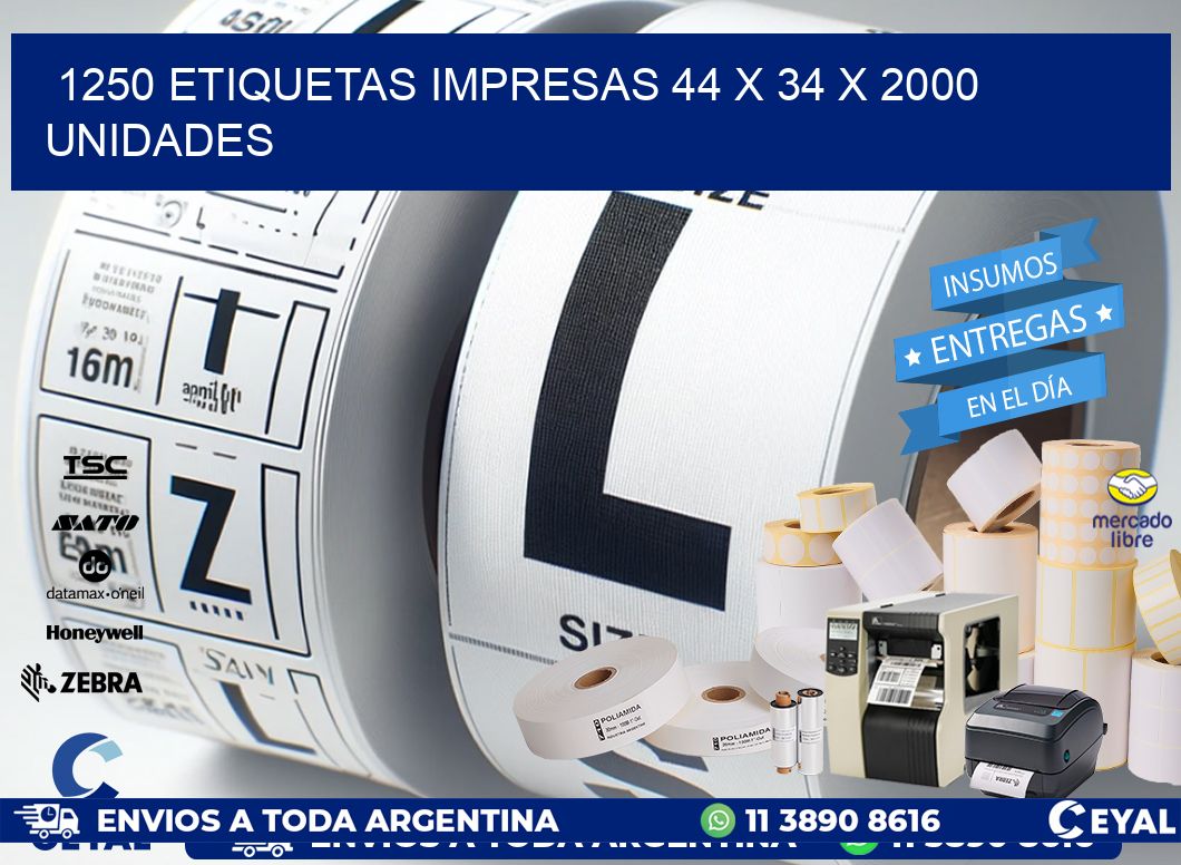 1250 ETIQUETAS IMPRESAS 44 x 34 X 2000 UNIDADES