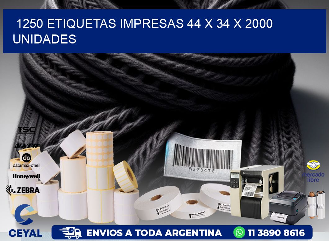 1250 ETIQUETAS IMPRESAS 44 x 34 X 2000 UNIDADES