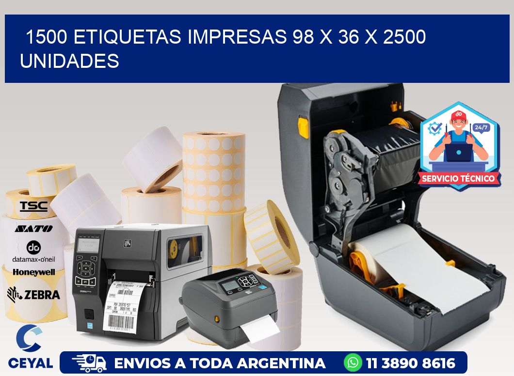 1500 ETIQUETAS IMPRESAS 98 x 36 X 2500 UNIDADES