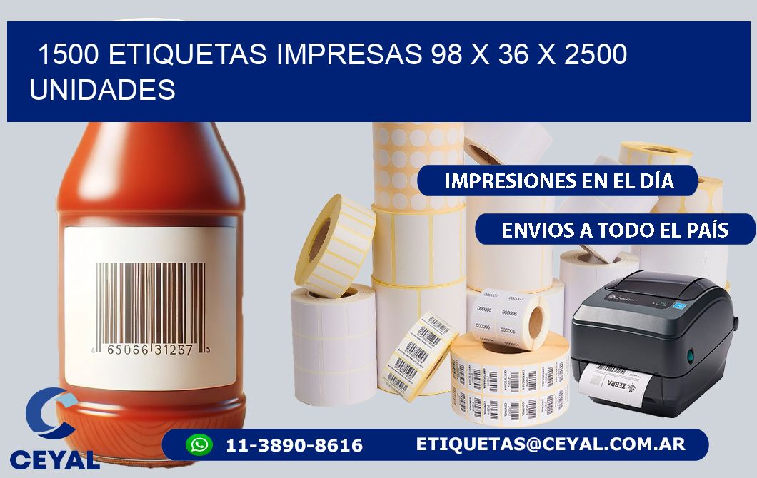 1500 ETIQUETAS IMPRESAS 98 x 36 X 2500 UNIDADES