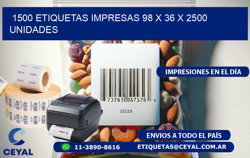 1500 ETIQUETAS IMPRESAS 98 x 36 X 2500 UNIDADES