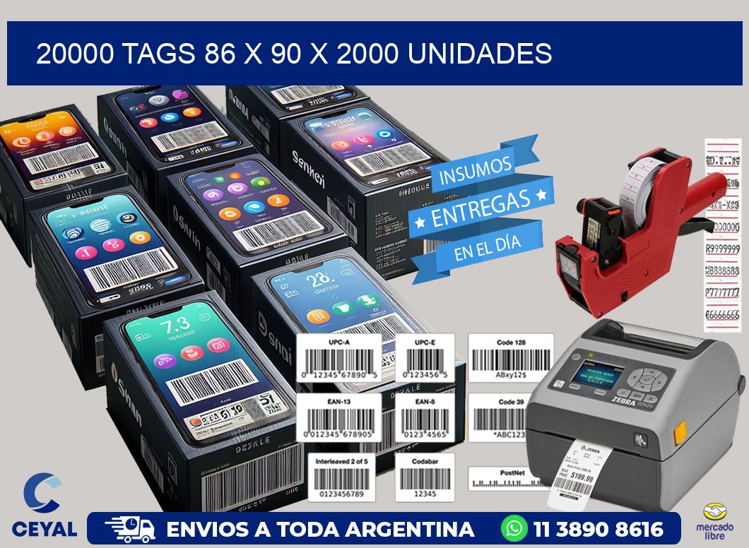 20000 TAGS 86 x 90 X 2000 UNIDADES