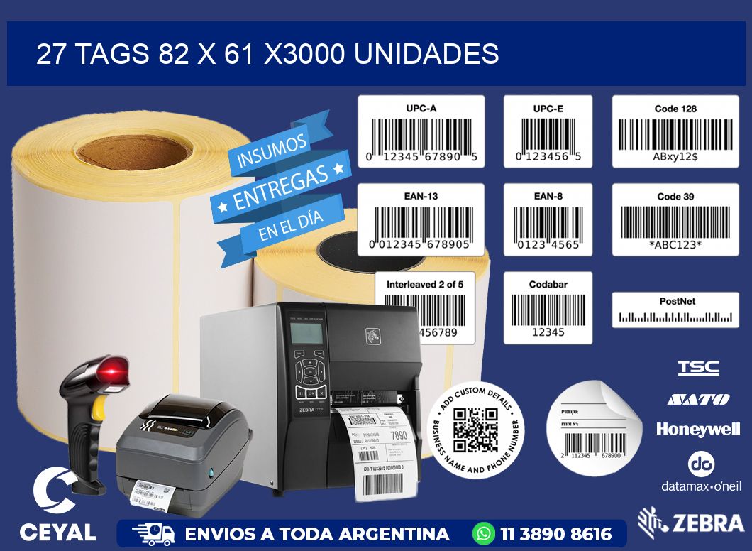 27 TAGS 82 x 61 X3000 UNIDADES