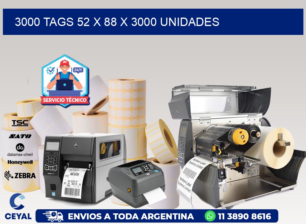 3000 TAGS 52 x 88 X 3000 UNIDADES