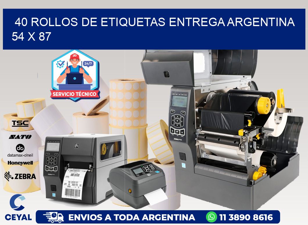 40 ROLLOS DE ETIQUETAS ENTREGA ARGENTINA 54 x 87