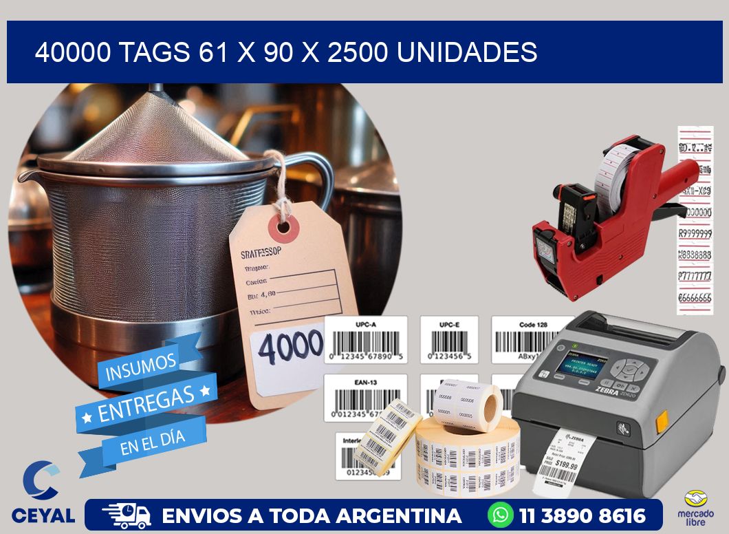 40000 TAGS 61 x 90 X 2500 UNIDADES