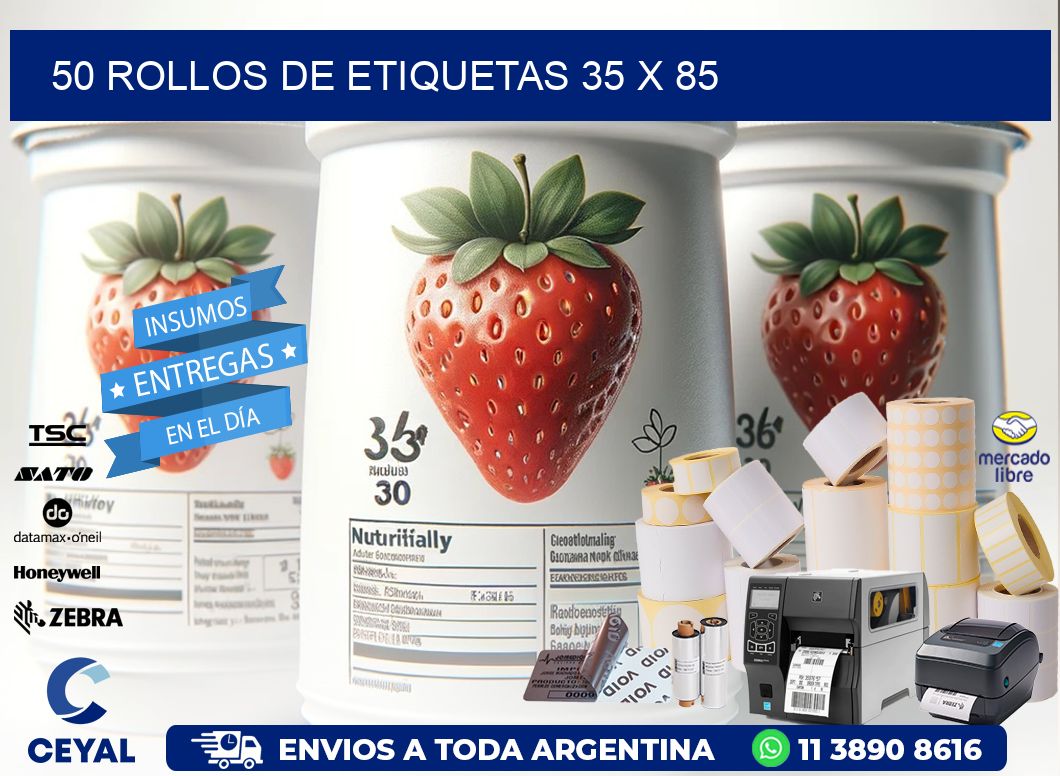 50 ROLLOS DE ETIQUETAS 35 x 85