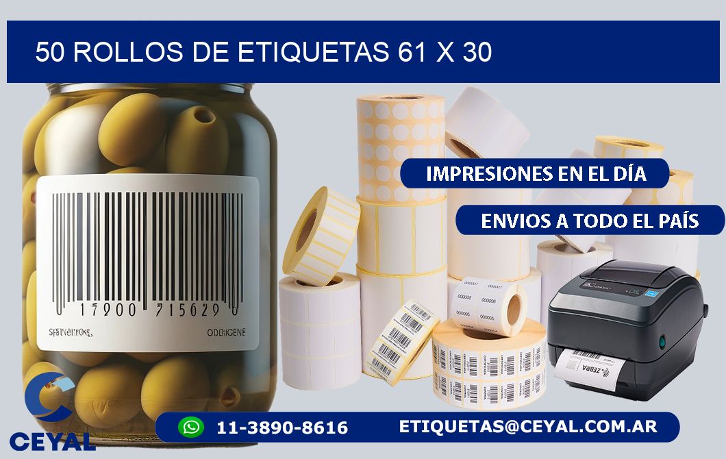 50 ROLLOS DE ETIQUETAS 61 x 30