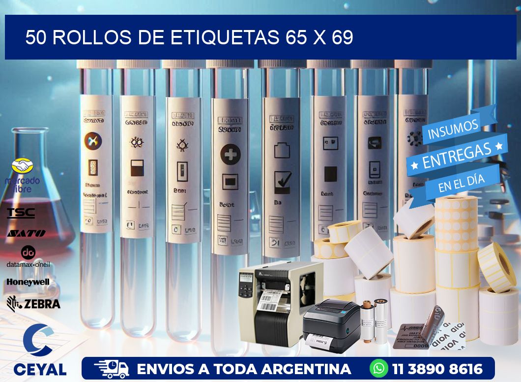 50 ROLLOS DE ETIQUETAS 65 x 69