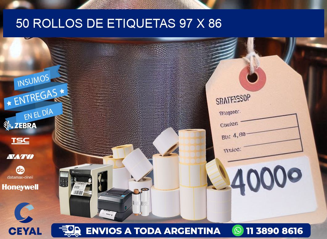 50 ROLLOS DE ETIQUETAS 97 x 86