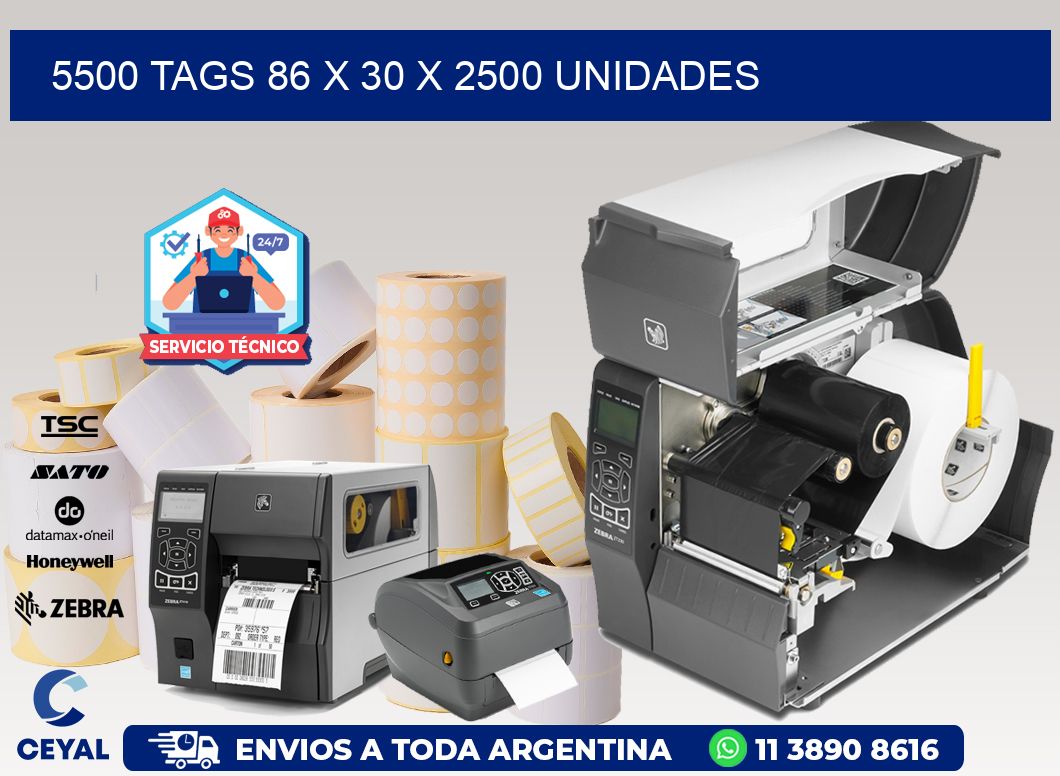 5500 TAGS 86 x 30 X 2500 UNIDADES