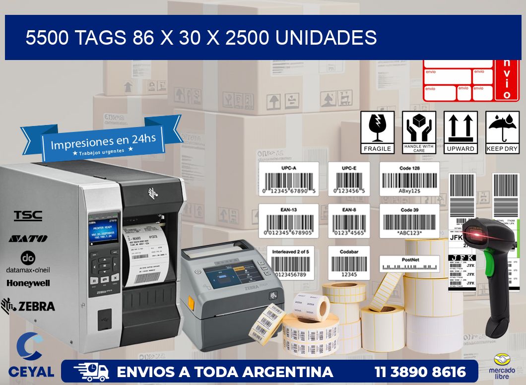 5500 TAGS 86 x 30 X 2500 UNIDADES