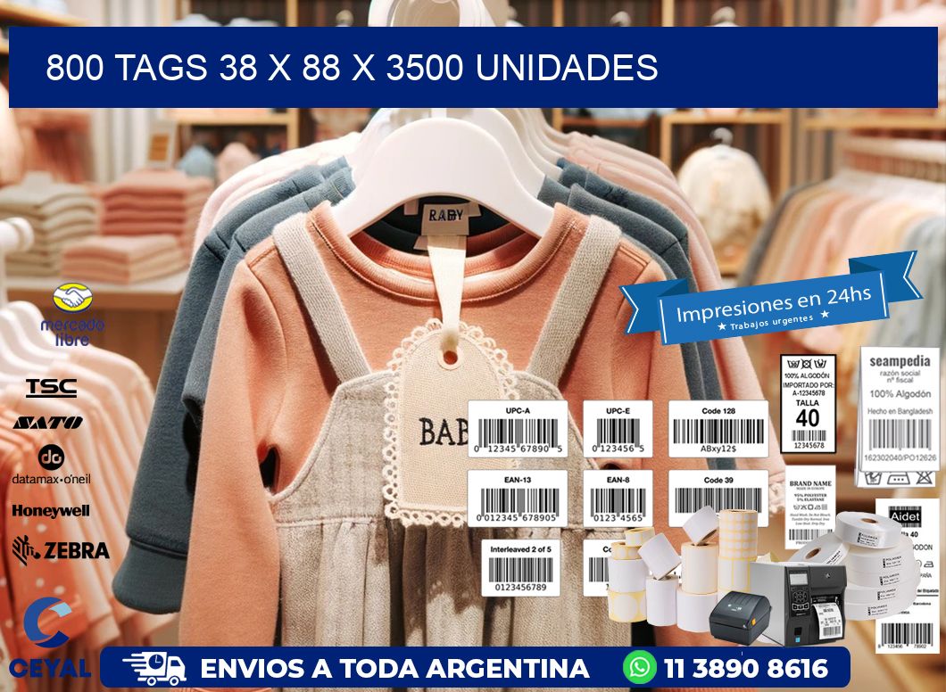 800 TAGS 38 x 88 X 3500 UNIDADES