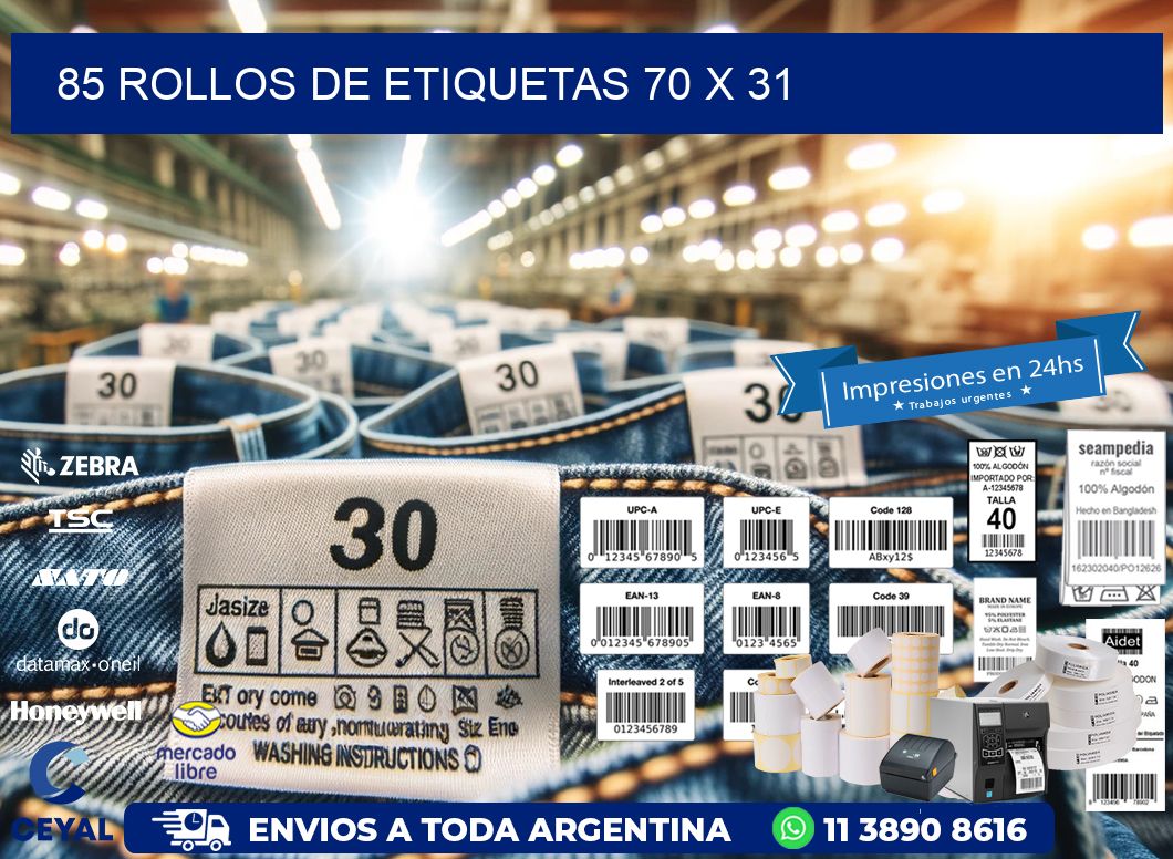 85 ROLLOS DE ETIQUETAS 70 x 31