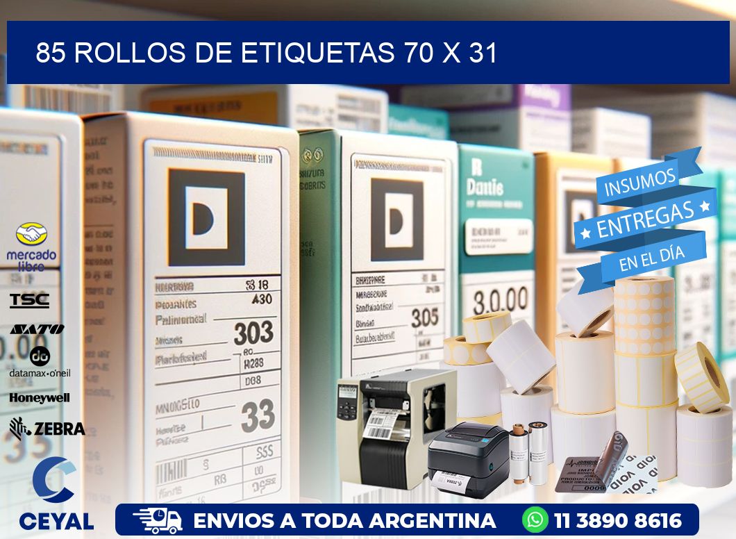 85 ROLLOS DE ETIQUETAS 70 x 31