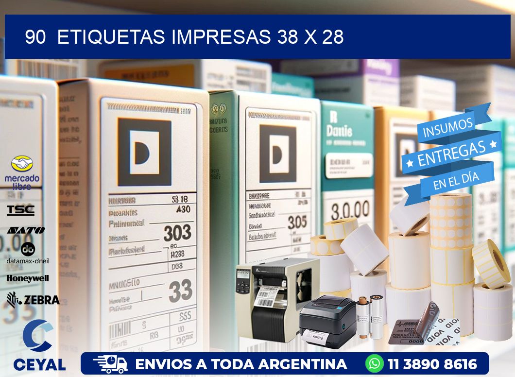 90  ETIQUETAS IMPRESAS 38 x 28