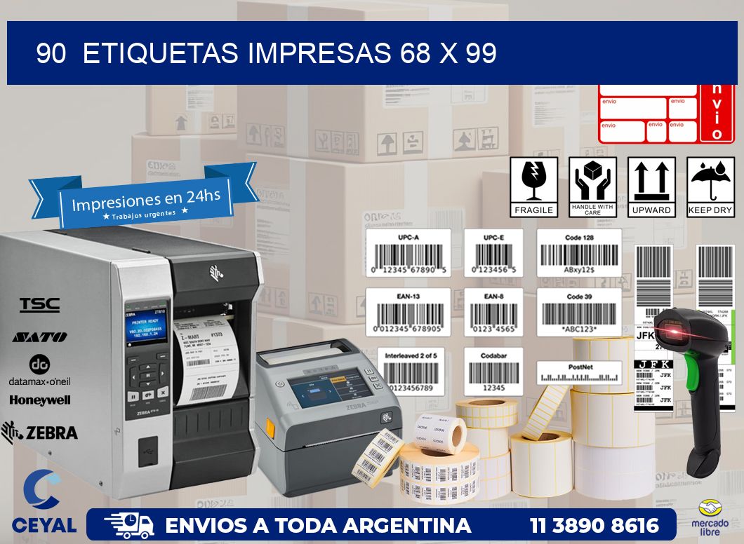 90  ETIQUETAS IMPRESAS 68 x 99