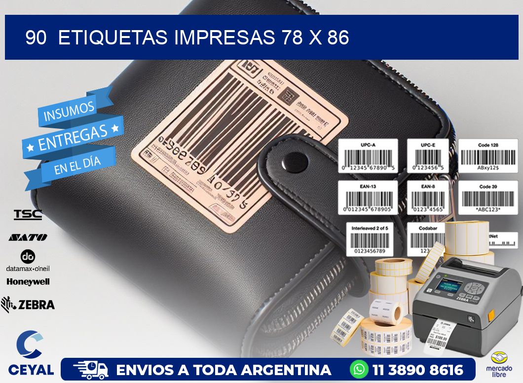 90  ETIQUETAS IMPRESAS 78 x 86
