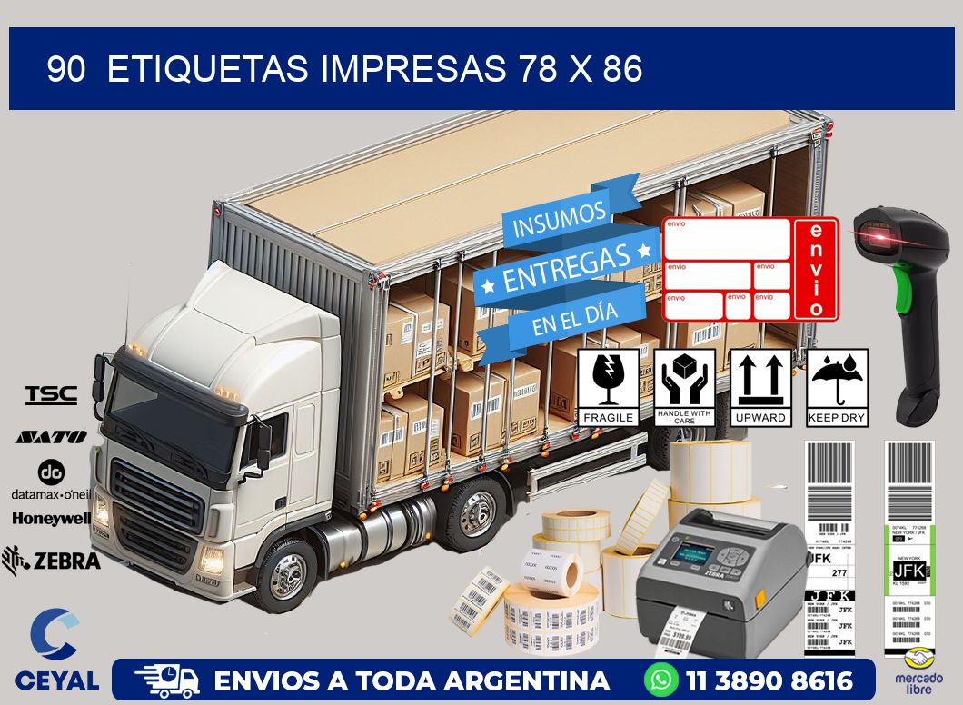 90  ETIQUETAS IMPRESAS 78 x 86