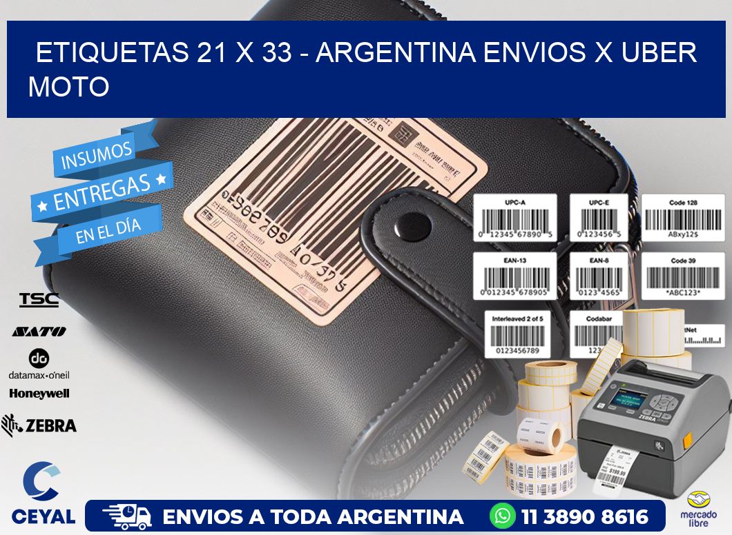 ETIQUETAS 21 x 33 - ARGENTINA ENVIOS X UBER MOTO