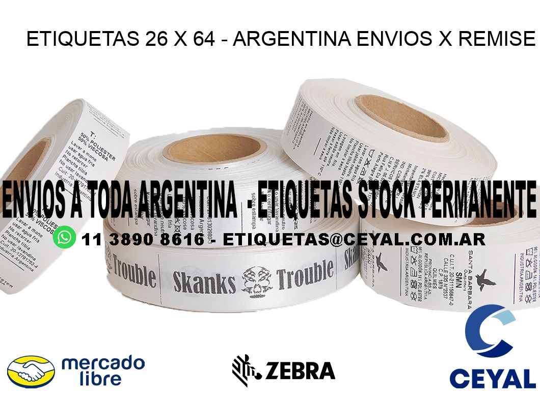 ETIQUETAS 26 x 64 - ARGENTINA ENVIOS X REMISE