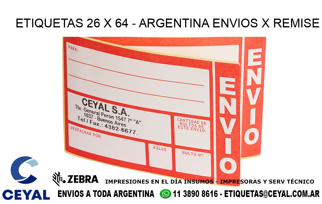 ETIQUETAS 26 x 64 - ARGENTINA ENVIOS X REMISE