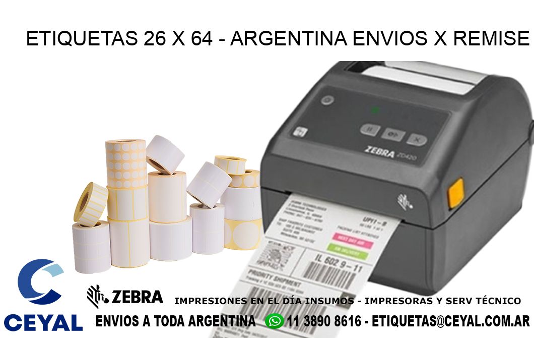 ETIQUETAS 26 x 64 - ARGENTINA ENVIOS X REMISE