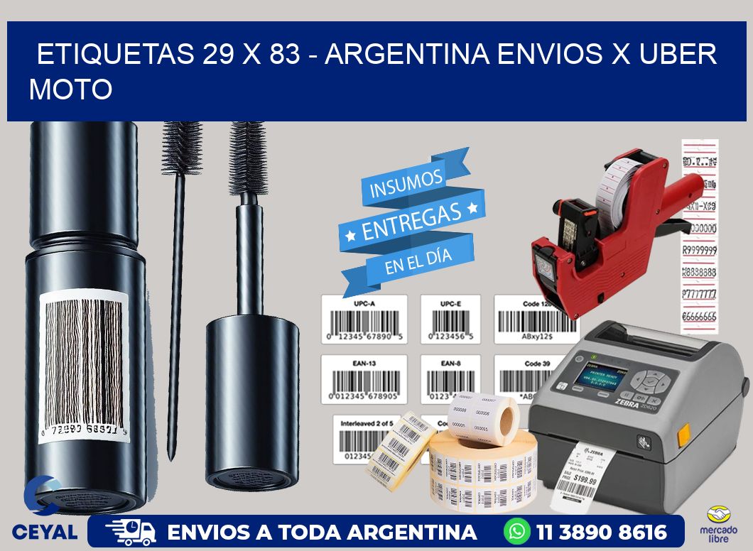 ETIQUETAS 29 x 83 - ARGENTINA ENVIOS X UBER MOTO