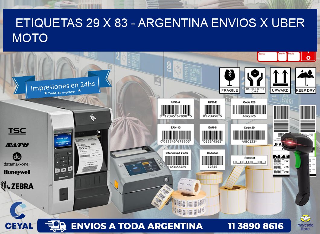 ETIQUETAS 29 x 83 - ARGENTINA ENVIOS X UBER MOTO