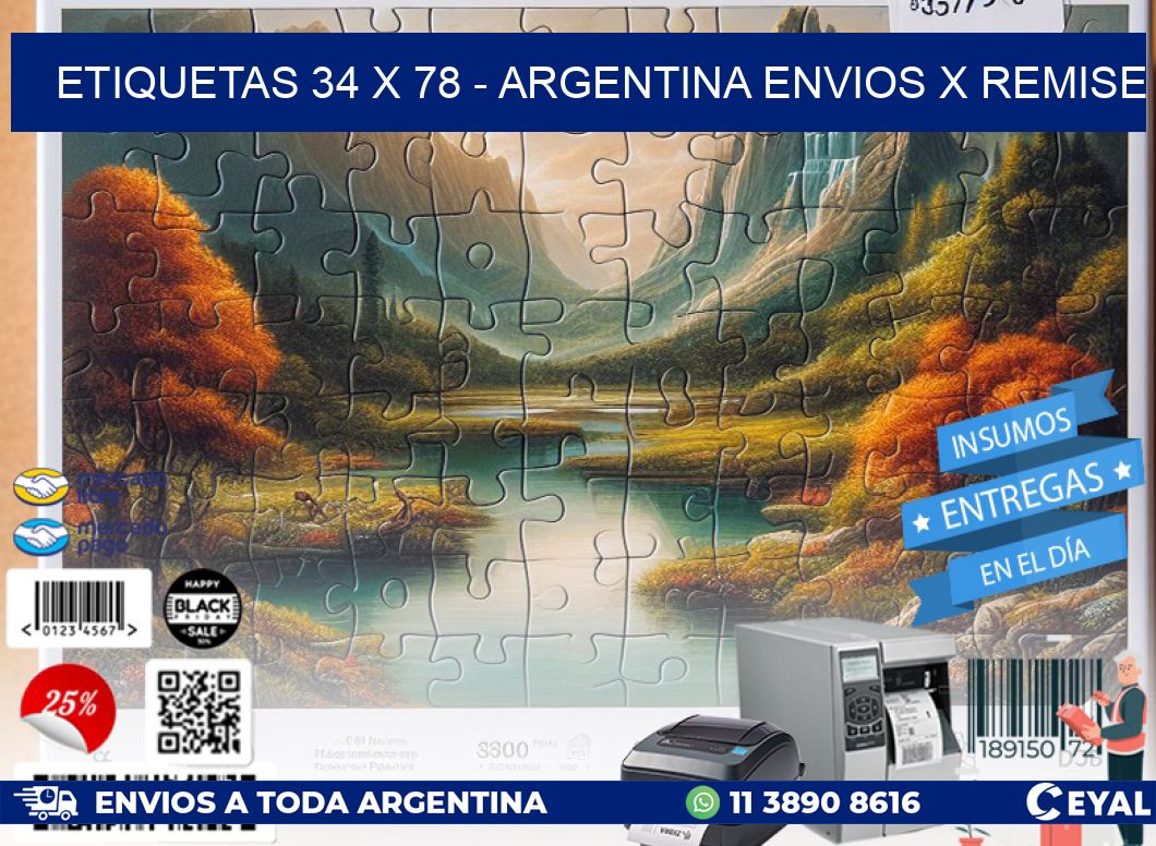 ETIQUETAS 34 x 78 - ARGENTINA ENVIOS X REMISE