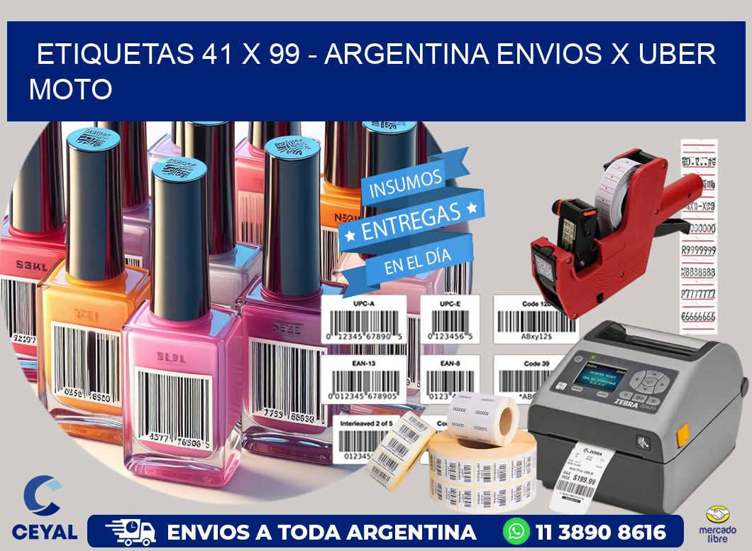 ETIQUETAS 41 x 99 - ARGENTINA ENVIOS X UBER MOTO