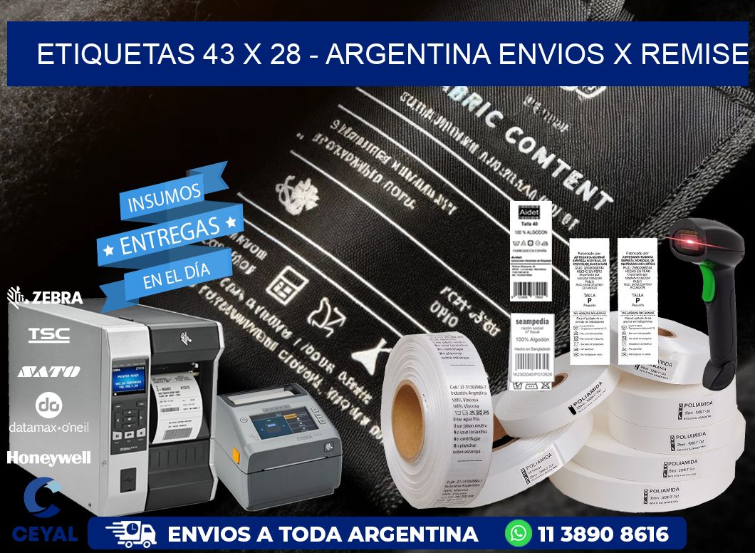 ETIQUETAS 43 x 28 - ARGENTINA ENVIOS X REMISE