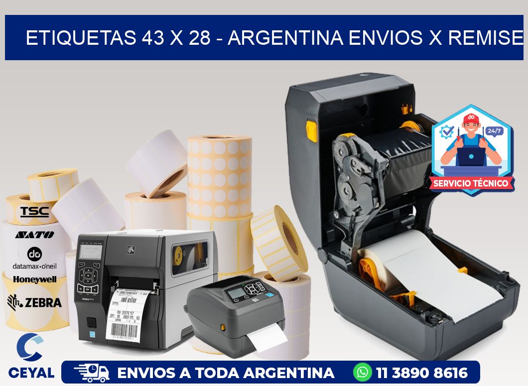 ETIQUETAS 43 x 28 - ARGENTINA ENVIOS X REMISE