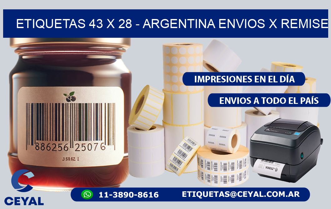 ETIQUETAS 43 x 28 - ARGENTINA ENVIOS X REMISE