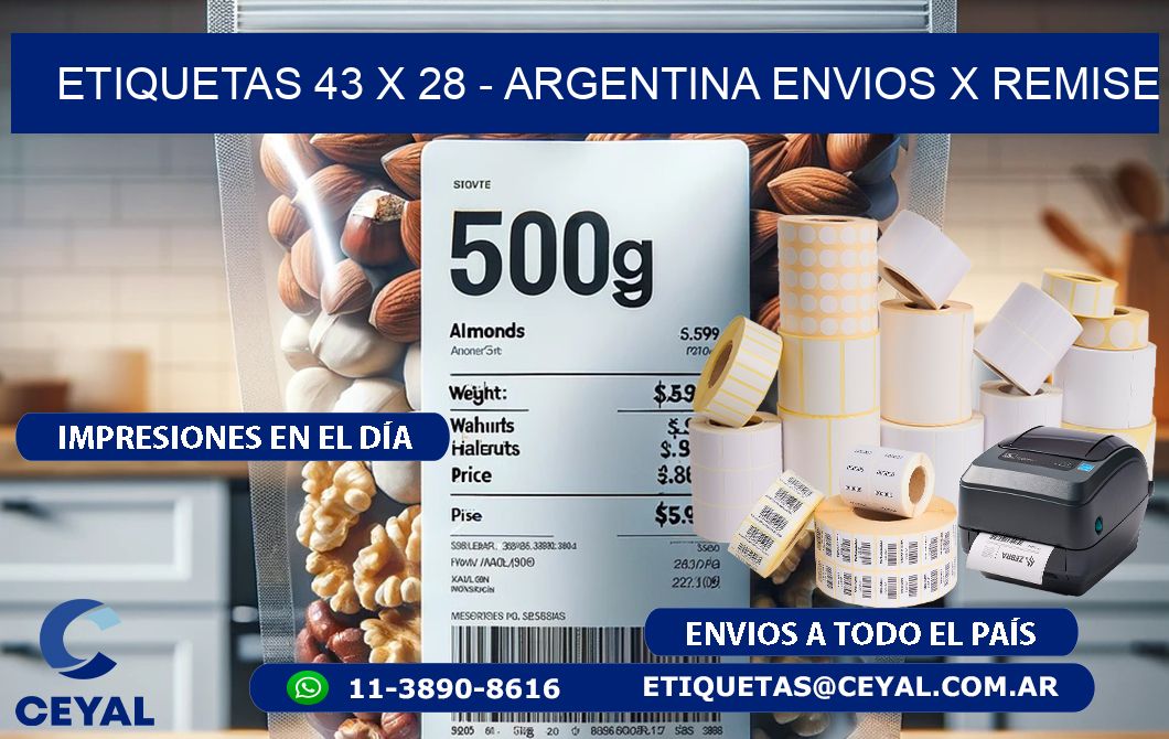 ETIQUETAS 43 x 28 - ARGENTINA ENVIOS X REMISE