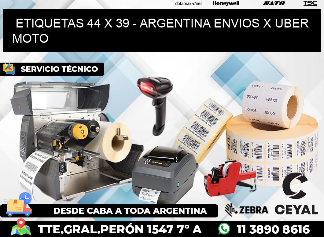 ETIQUETAS 44 x 39 - ARGENTINA ENVIOS X UBER MOTO