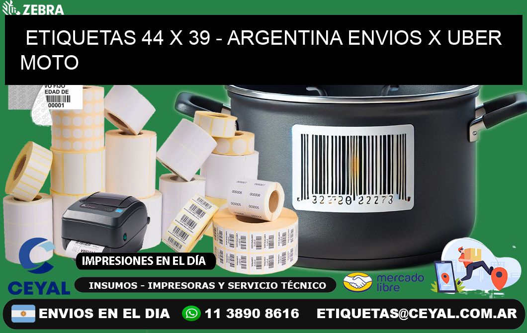 ETIQUETAS 44 x 39 - ARGENTINA ENVIOS X UBER MOTO