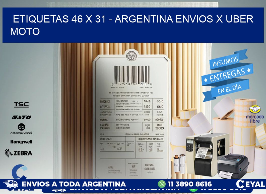 ETIQUETAS 46 x 31 - ARGENTINA ENVIOS X UBER MOTO