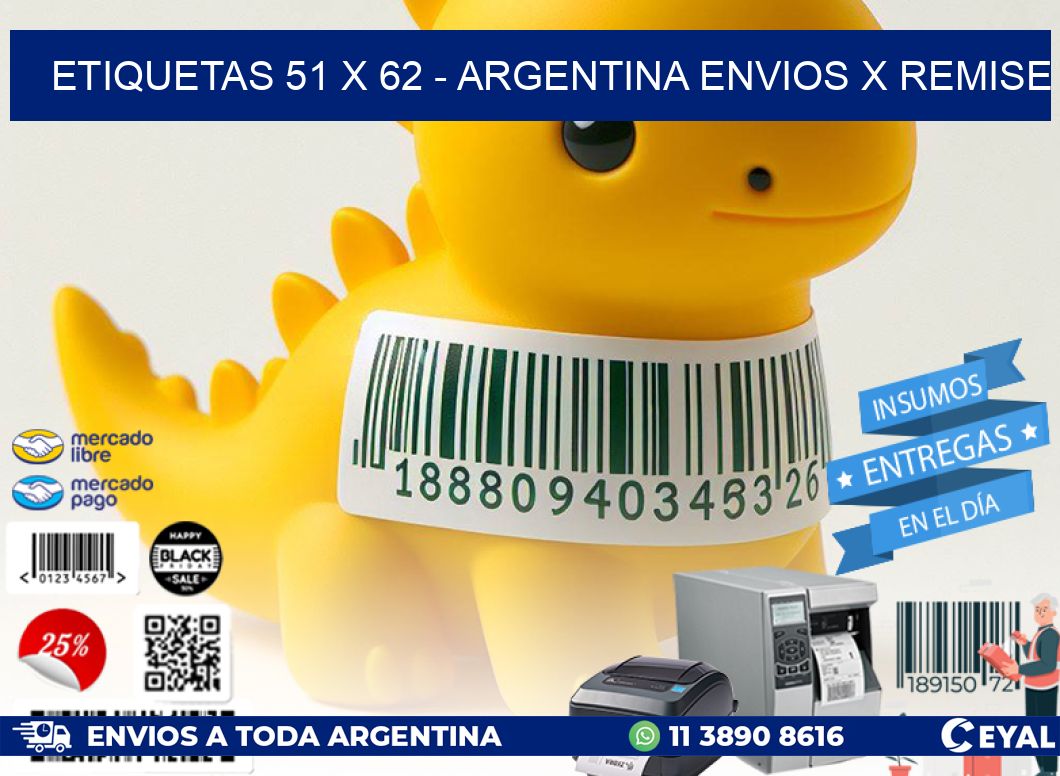 ETIQUETAS 51 x 62 - ARGENTINA ENVIOS X REMISE