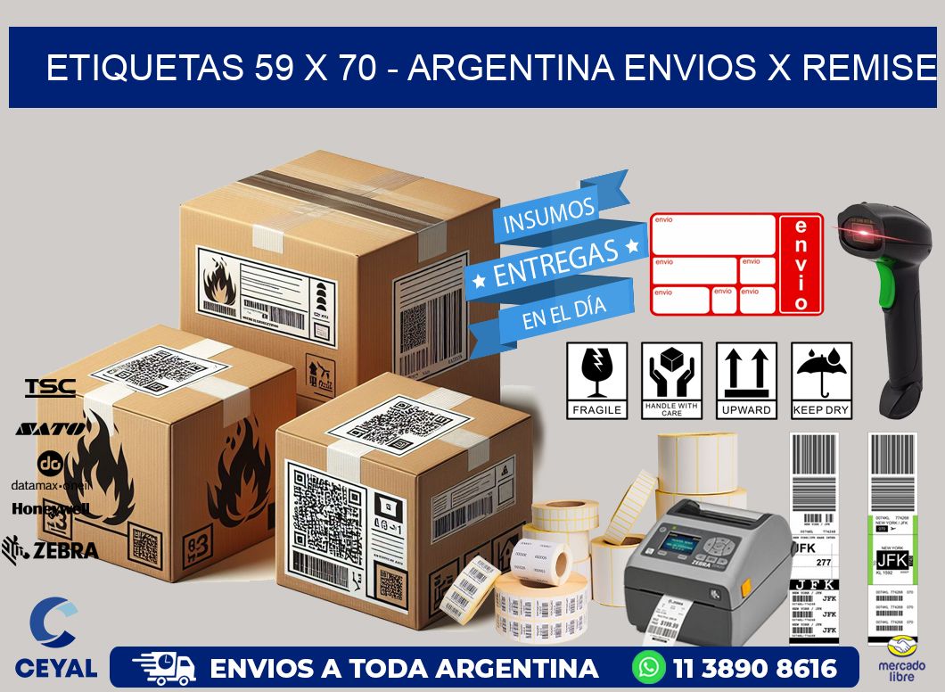 ETIQUETAS 59 x 70 - ARGENTINA ENVIOS X REMISE
