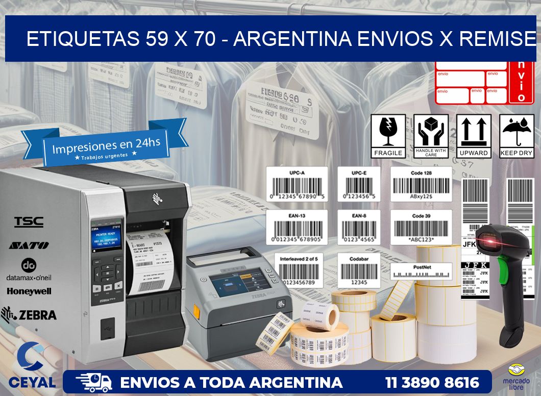 ETIQUETAS 59 x 70 - ARGENTINA ENVIOS X REMISE