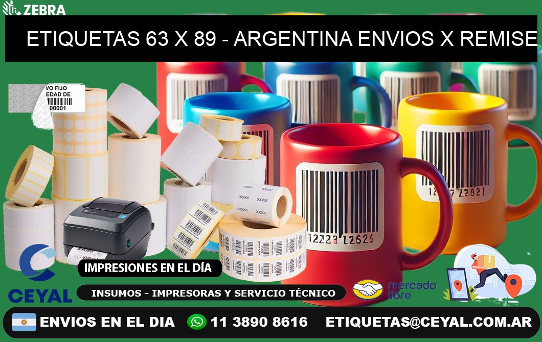 ETIQUETAS 63 x 89 - ARGENTINA ENVIOS X REMISE