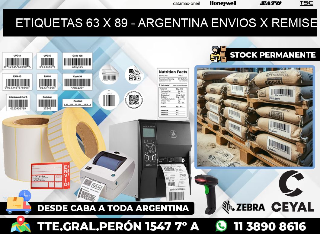 ETIQUETAS 63 x 89 – ARGENTINA ENVIOS X REMISE