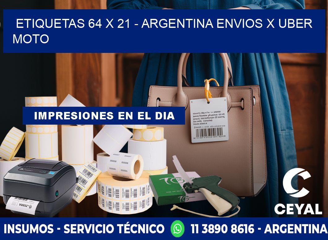 ETIQUETAS 64 x 21 - ARGENTINA ENVIOS X UBER MOTO