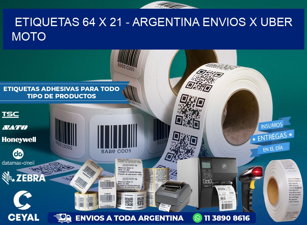 ETIQUETAS 64 x 21 – ARGENTINA ENVIOS X UBER MOTO